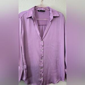 Zara Lavender Satin Blouse